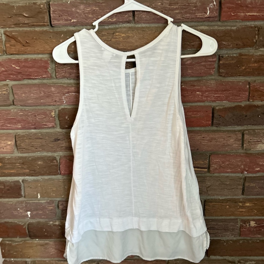 J. Crew Cream Asymmetrical Cut Out Tank Top